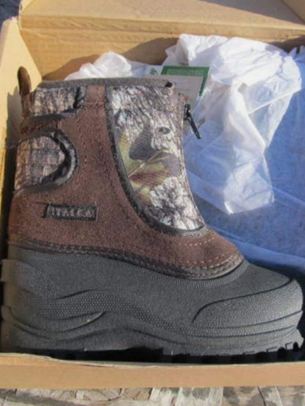 KIDS ITASCA SNOW STOMPER CAMO BOOTS SIZE 12 M NEW IN BOX WITH TAGS MOSSY OAK